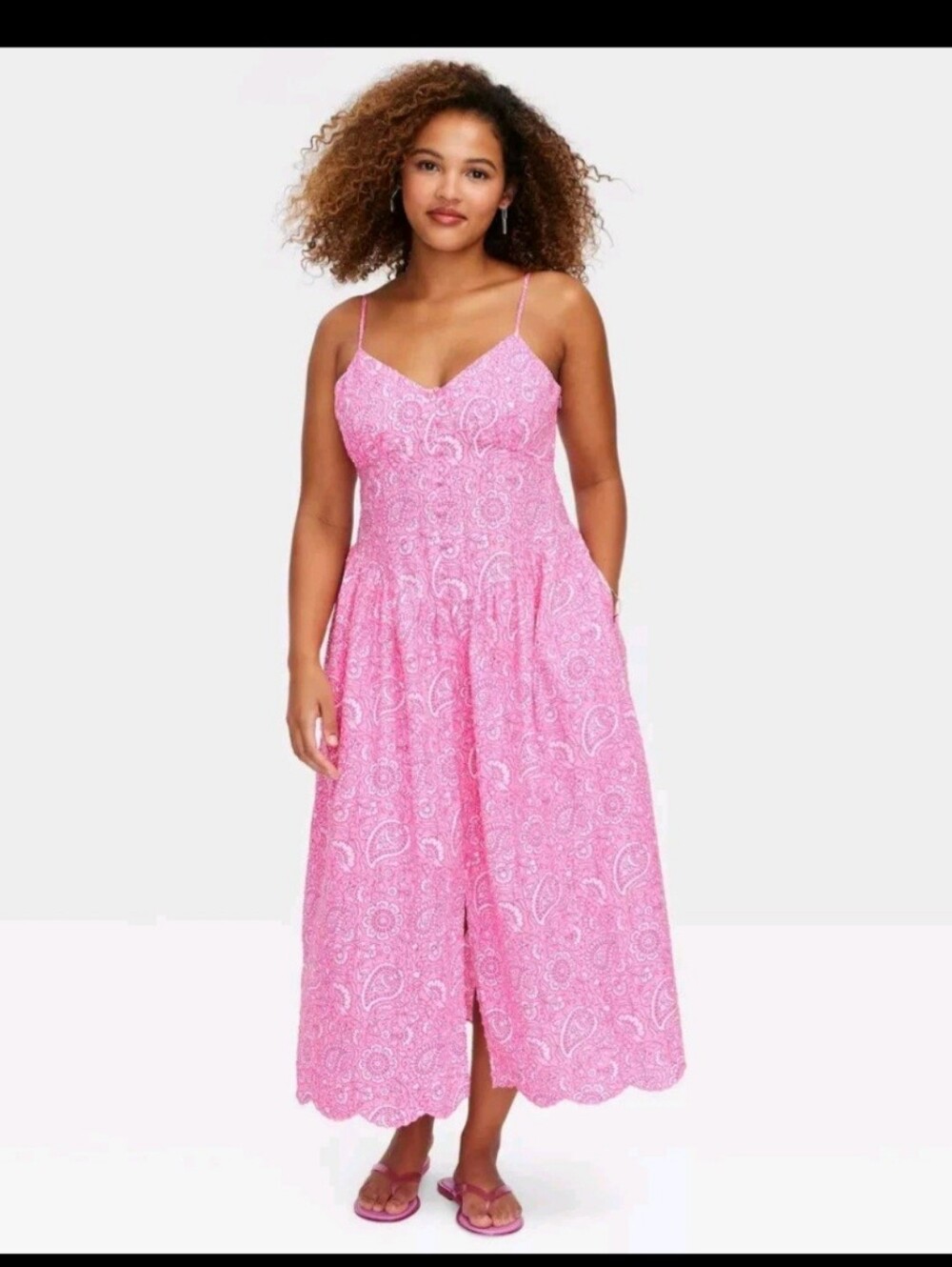 Roller Rabbit x Target Pink Paisley Eyelet Midi Sundress with Pockets
